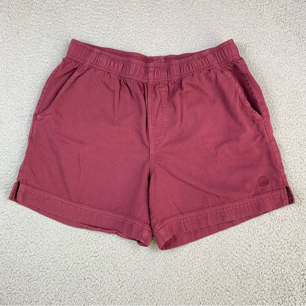 Crazy Shirts Hawaii Men's Size L Red Elastic Waist 5" Inseam Beach Chino Shorts
